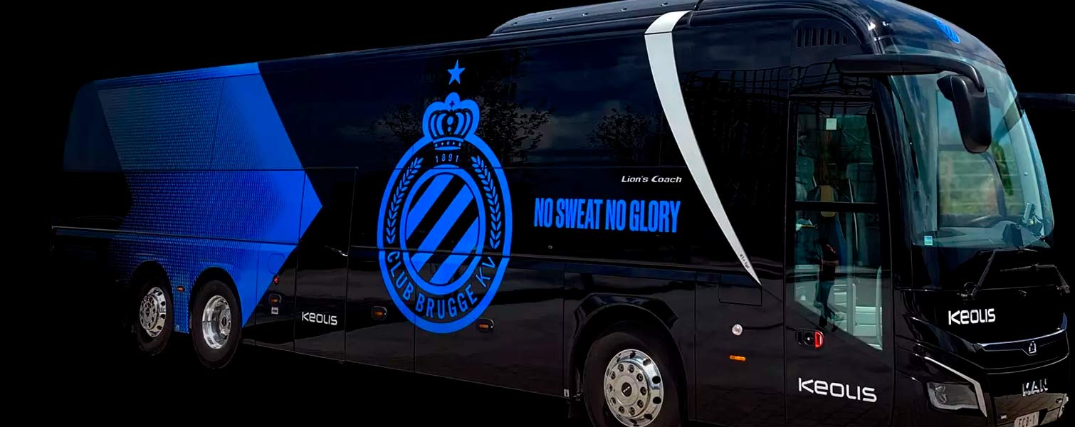 Club Brugge bus branding by Studio Dumbar